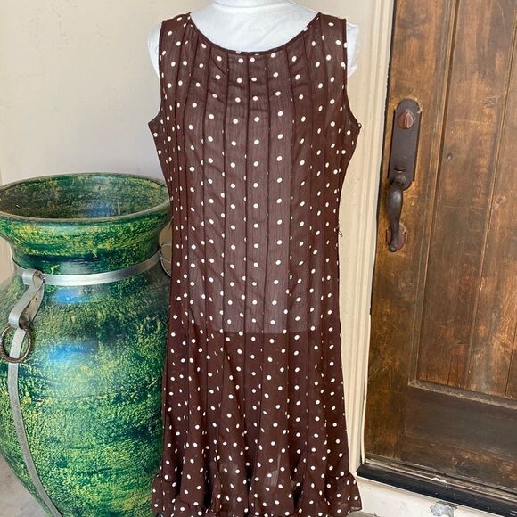 Sheer brown polka dot dress by Dressbarn size 14 - Picture 1 of 9